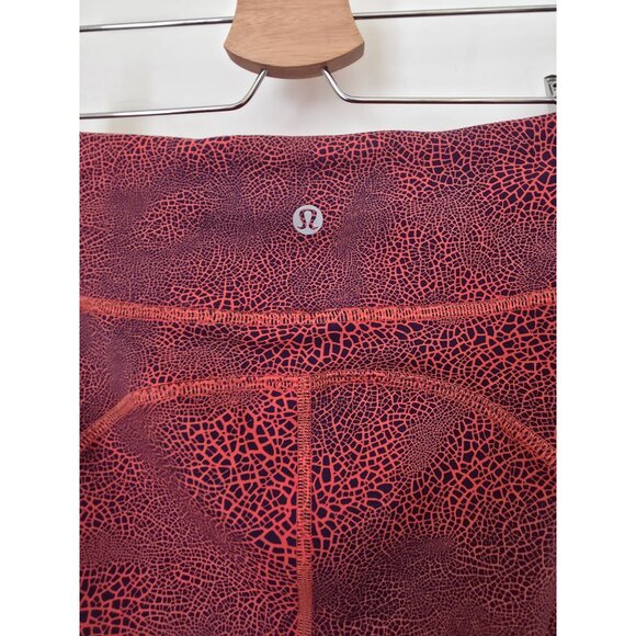 Lululemon Invigorate High-Rise Crop Orange Crackle Glaze Athletic Leggings Sz 4 - Picture 6 of 8